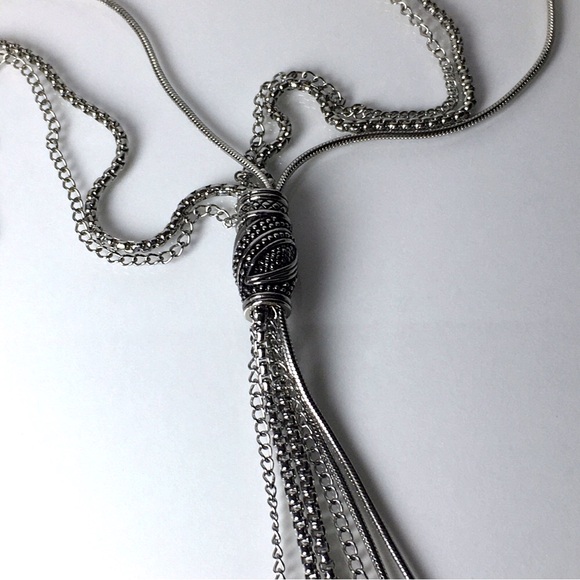 Tocara Stainless Steel Silver Tassel Necklace - Picture 2 of 7